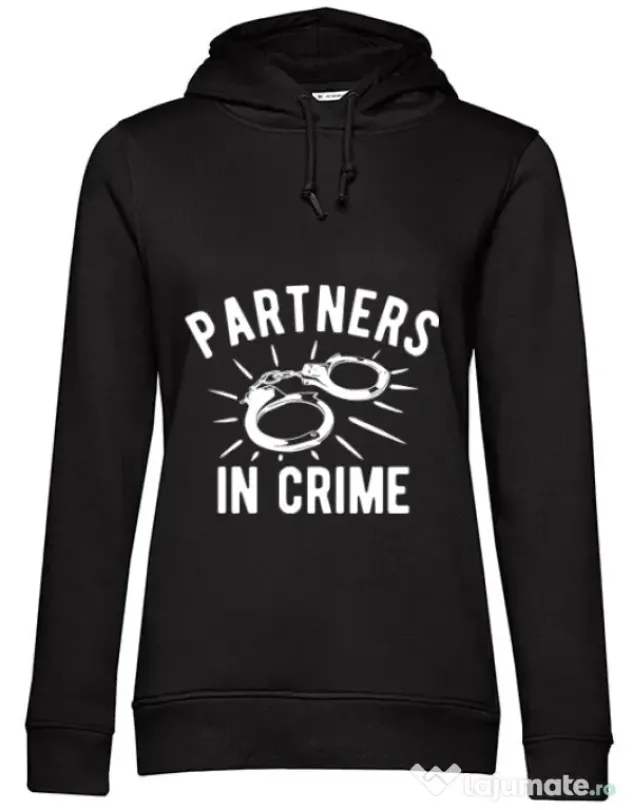 Hoodie dama cu gluga Partners in crime 2 Negru