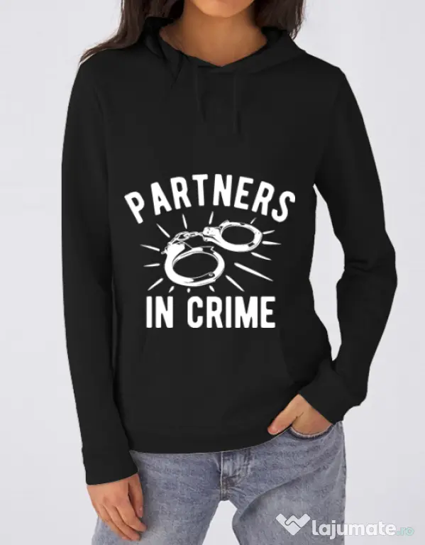 Hoodie dama cu gluga Partners in crime 2 Negru