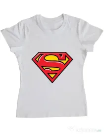 Tricou ADLER dama Superman Alb