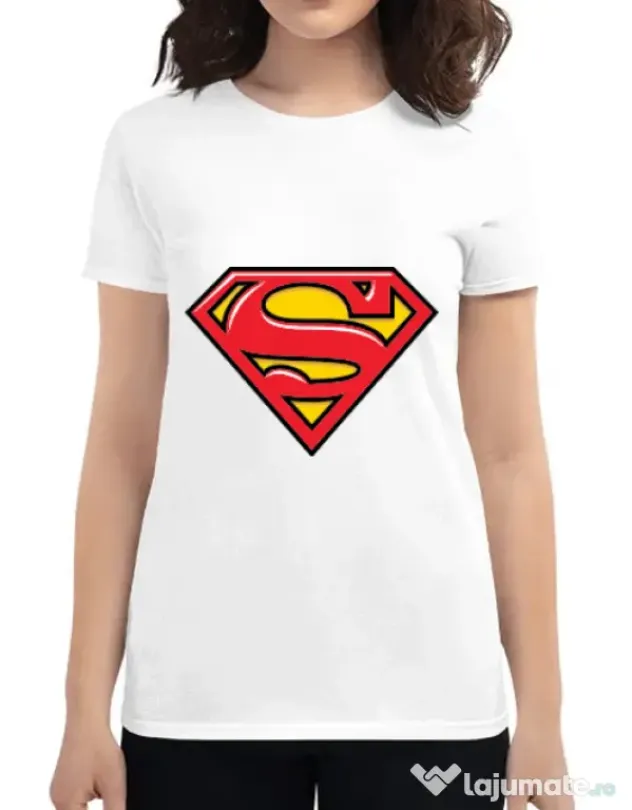 Tricou ADLER dama Superman Alb