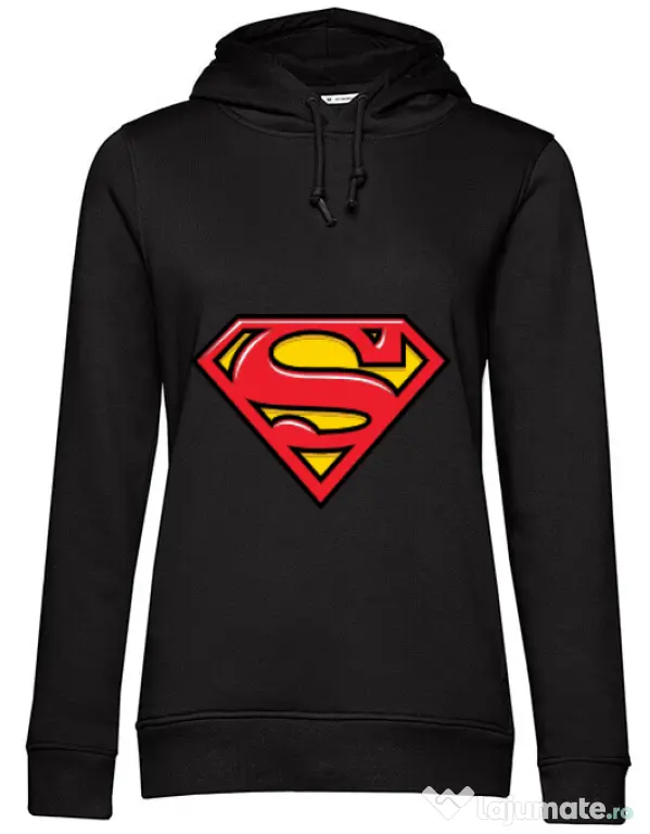 Hoodie dama cu gluga Superman Negru