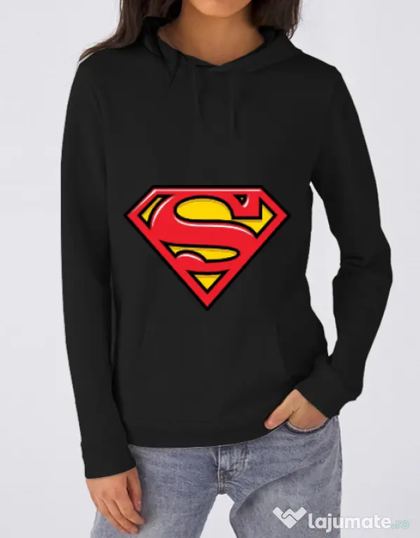 Hoodie dama cu gluga Superman Negru