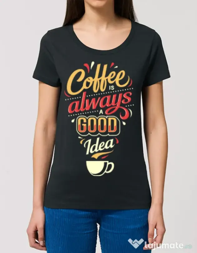 Tricou STANLEY STELLA dama Coffee is always a good idea Negru