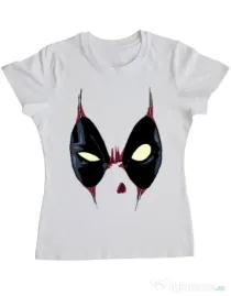 Tricou ADLER dama Deadpool mask Alb