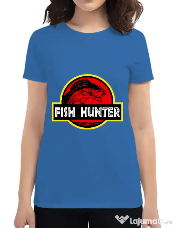 Tricou ADLER dama Fish hunter Albastru azuriu