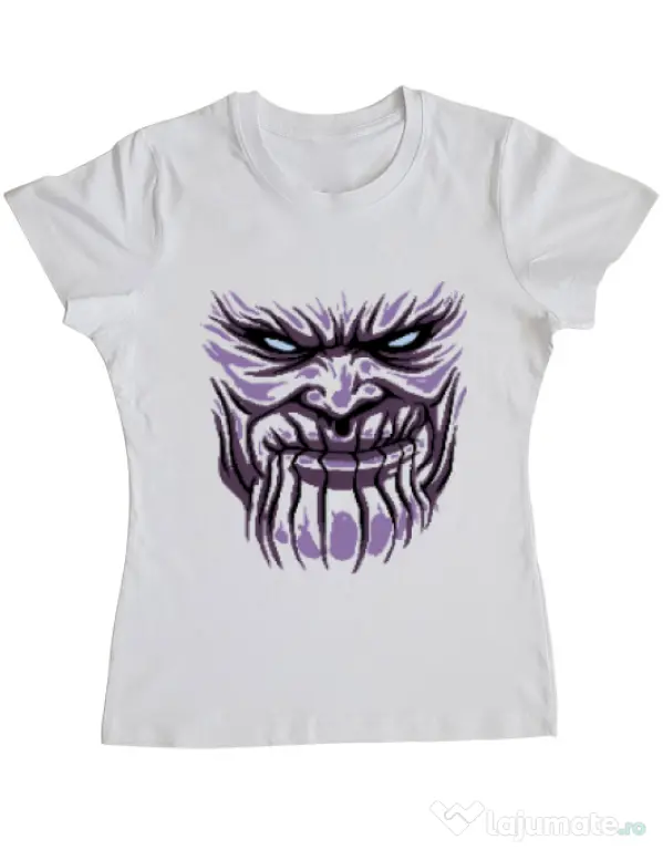 Tricou ADLER dama Thanos mask Alb