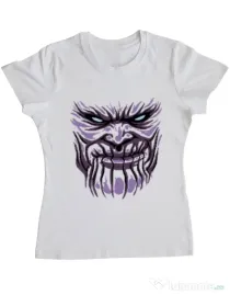 Tricou ADLER dama Thanos mask Alb