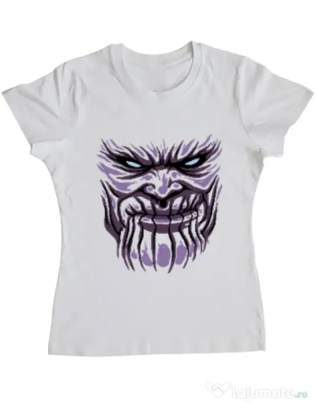 Tricou ADLER dama Thanos mask Alb