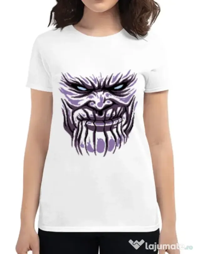 Tricou ADLER dama Thanos mask Alb