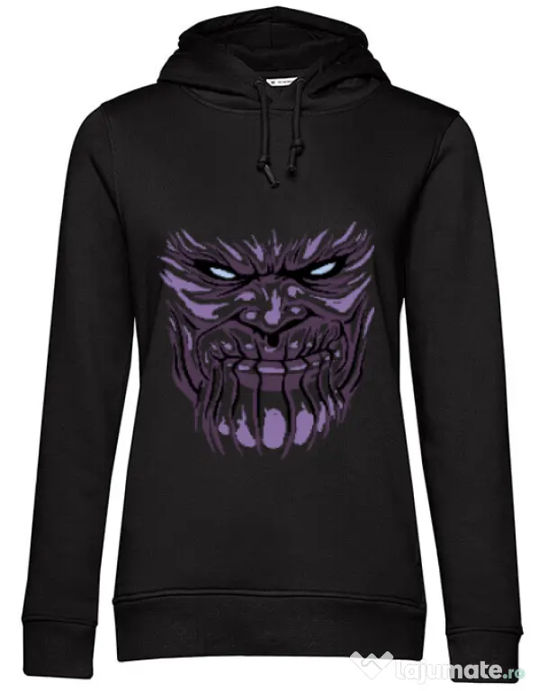 Hoodie dama cu gluga Thanos mask Negru
