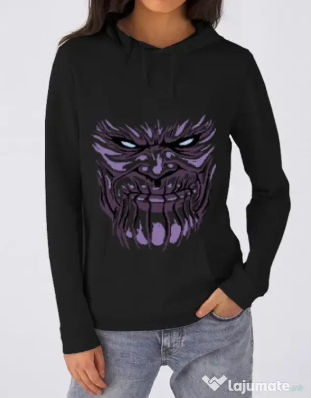 Hoodie dama cu gluga Thanos mask Negru