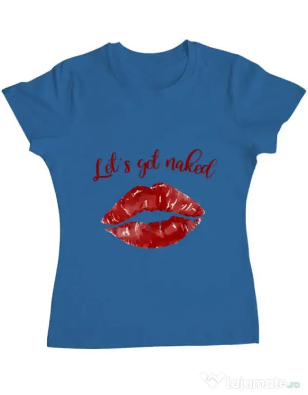 Tricou ADLER dama Lets get naked Albastru azuriu