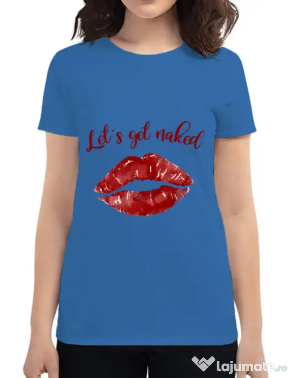 Tricou ADLER dama Lets get naked Albastru azuriu