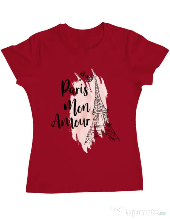 Tricou ADLER dama Paris mon amour Rosu