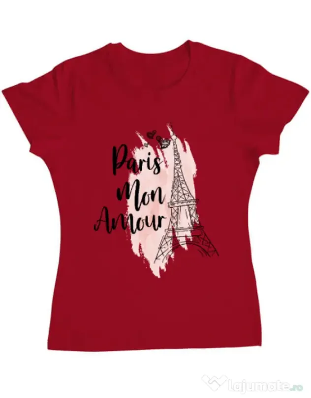 Tricou ADLER dama Paris mon amour Rosu