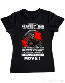 Tricou ADLER dama I am not a perfect man Negru