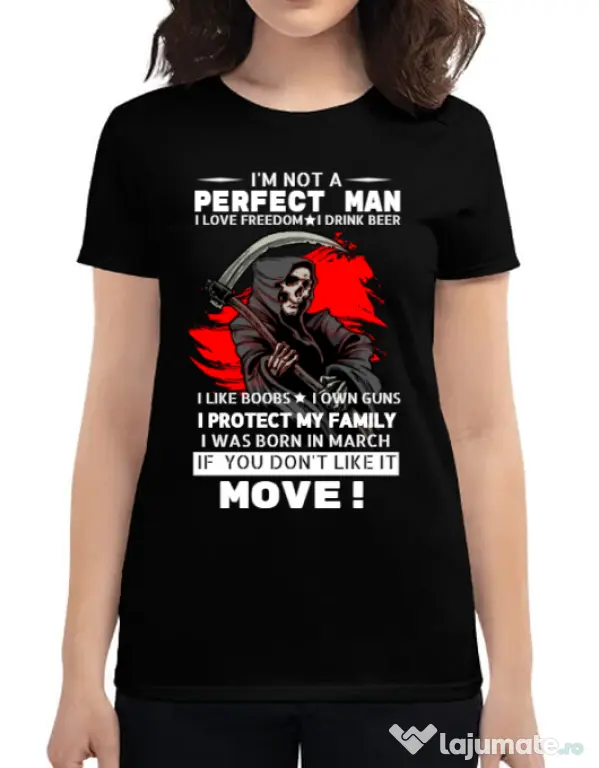 Tricou ADLER dama I am not a perfect man Negru