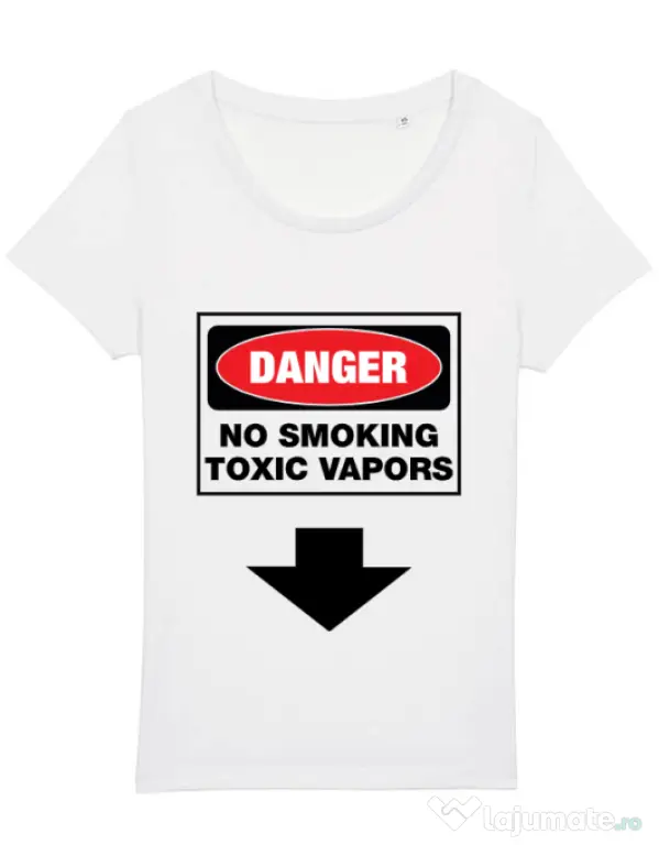 Tricou STANLEY STELLA dama Danger No Smoking Alb