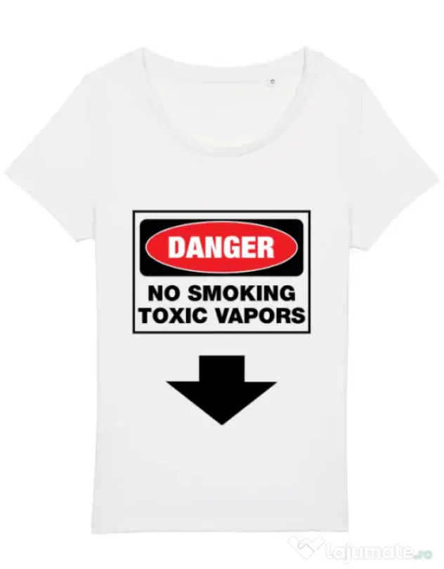 Tricou STANLEY STELLA dama Danger No Smoking Alb