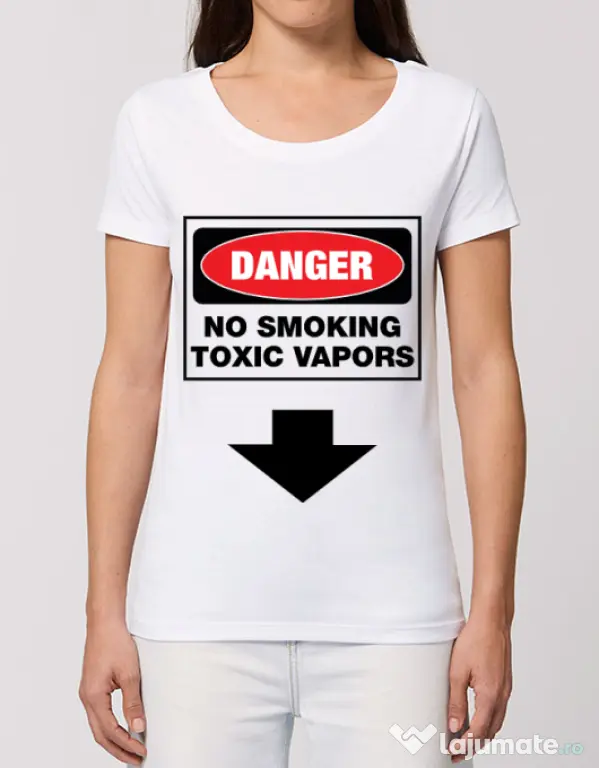 Tricou STANLEY STELLA dama Danger No Smoking Alb