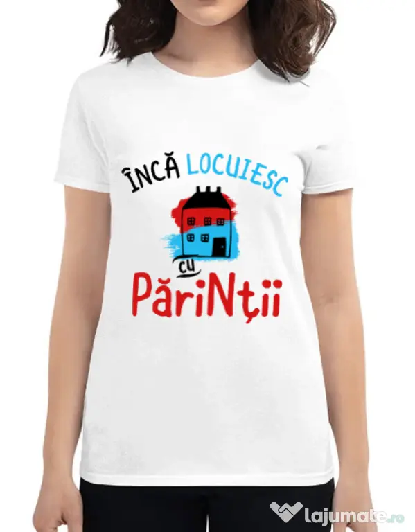 Tricou ADLER dama Inca locuiesc cu parintii Alb