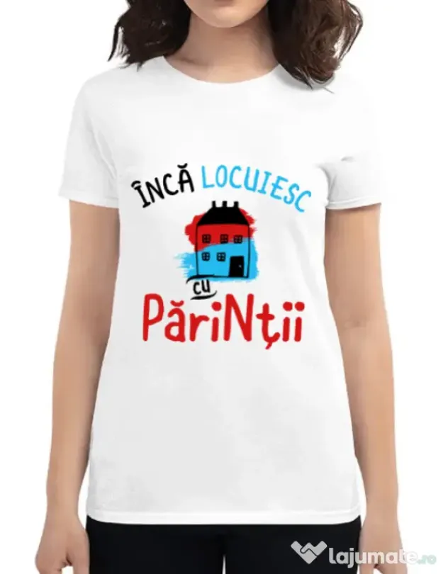 Tricou ADLER dama Inca locuiesc cu parintii Alb
