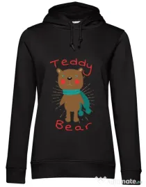 Hoodie dama cu gluga Teddy bear Negru