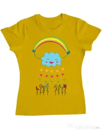 Tricou ADLER dama Love rain Galben