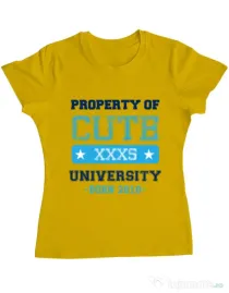 Tricou ADLER dama Cute university Galben