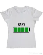 Tricou ADLER dama Baby battery Alb