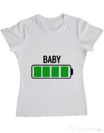 Tricou ADLER dama Baby battery Alb