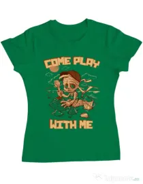 Tricou ADLER dama Come play with me Verde mediu