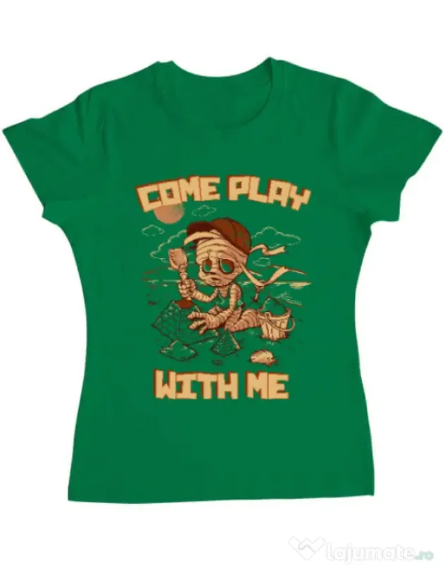 Tricou ADLER dama Come play with me Verde mediu