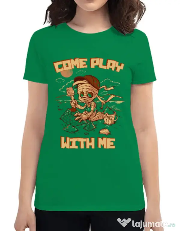 Tricou ADLER dama Come play with me Verde mediu