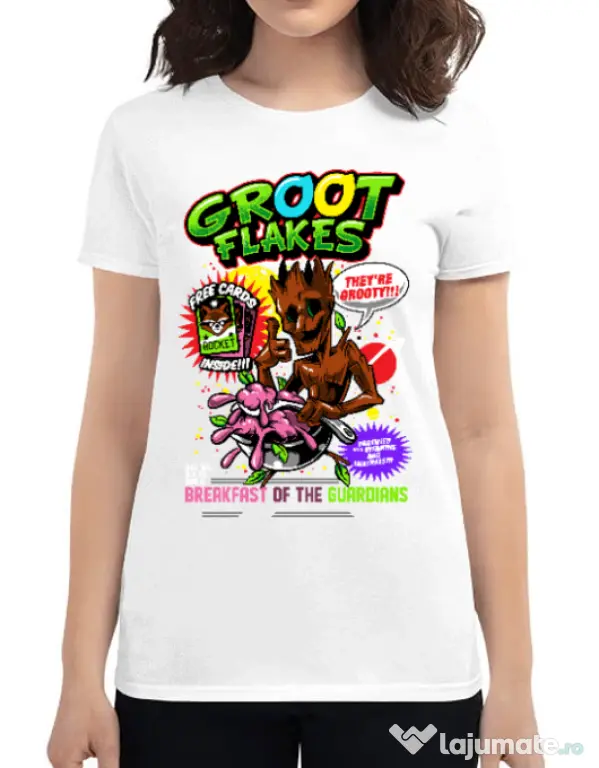 Tricou ADLER dama Groot flakes Alb