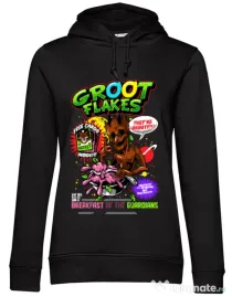 Hoodie dama cu gluga Groot flakes Negru