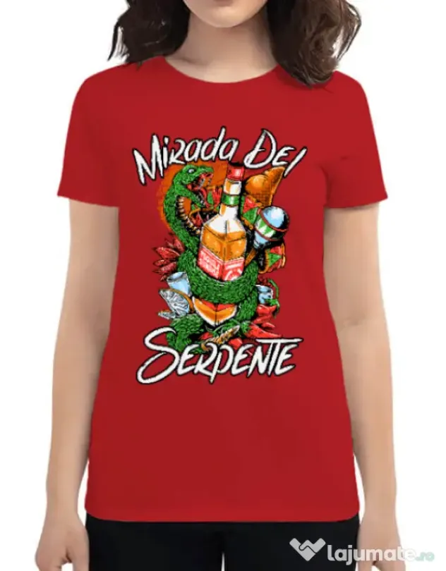 Tricou ADLER dama Mirada Del Serpiente Rosu