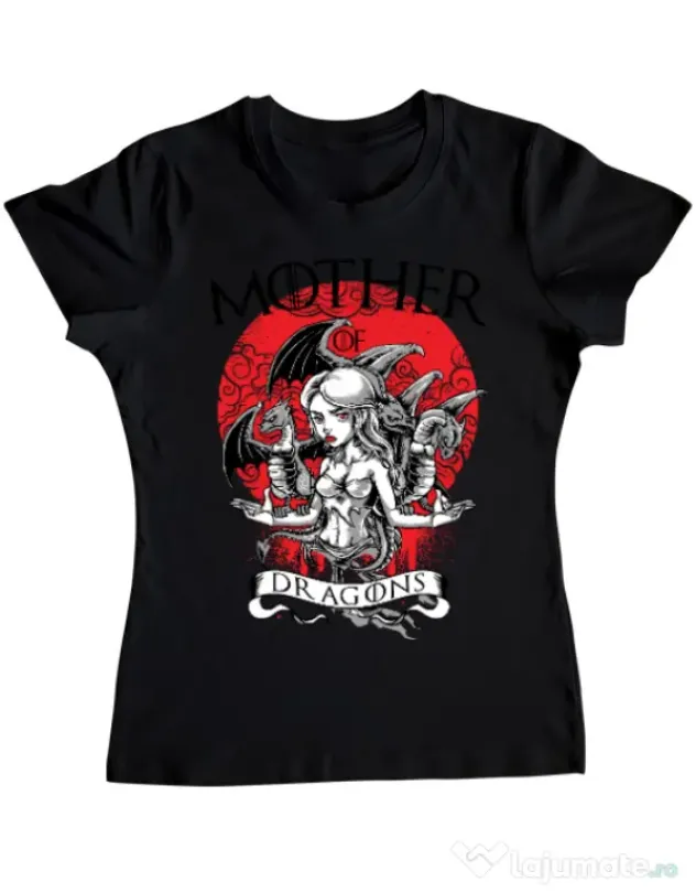Tricou ADLER dama Mother of dragons Negru