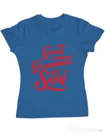 Tricou ADLER dama Good grammar Albastru azuriu