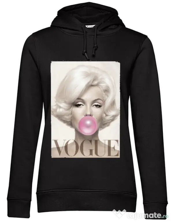 Hoodie dama cu gluga Bubblegum Negru