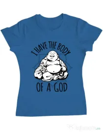 Tricou ADLER dama Body of a god Albastru azuriu