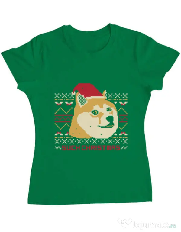 Tricou ADLER dama Doge christmas Verde mediu