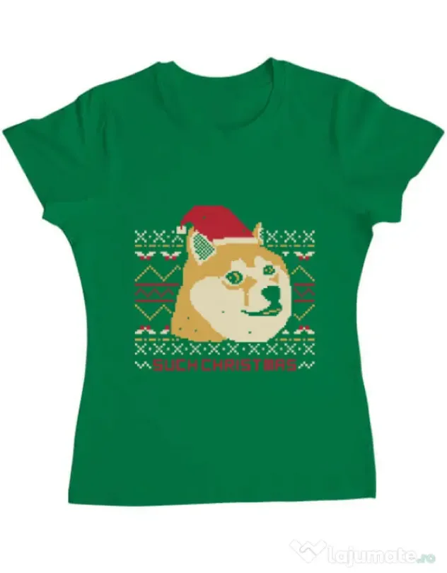 Tricou ADLER dama Doge christmas Verde mediu