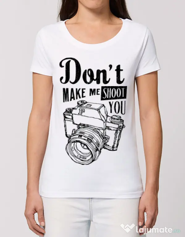 Tricou STANLEY STELLA dama Dont make me shoot you Alb