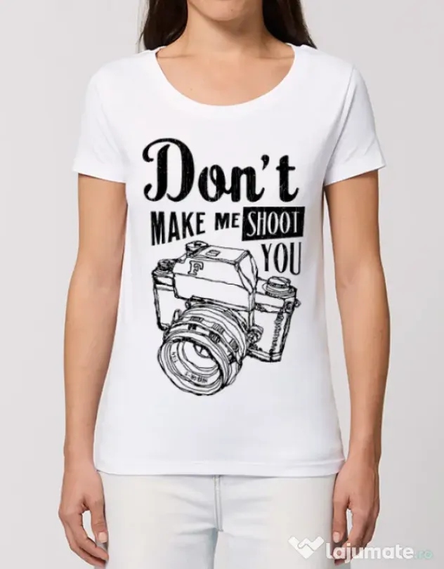 Tricou STANLEY STELLA dama Dont make me shoot you Alb