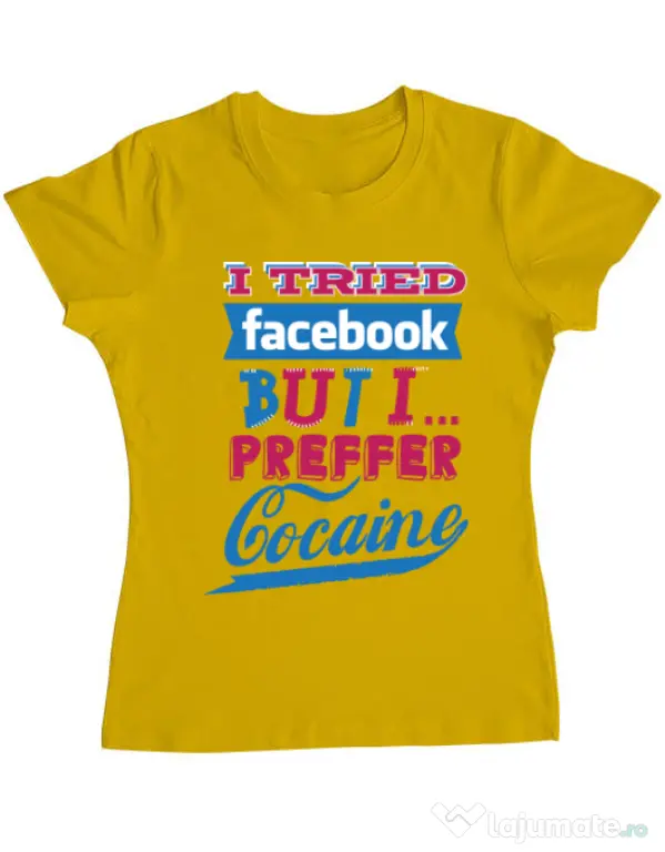 Tricou ADLER dama I tried Bacebook Galben