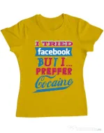 Tricou ADLER dama I tried Bacebook Galben