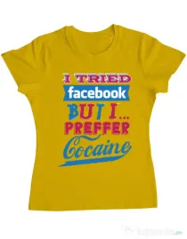 Tricou ADLER dama I tried Bacebook Galben