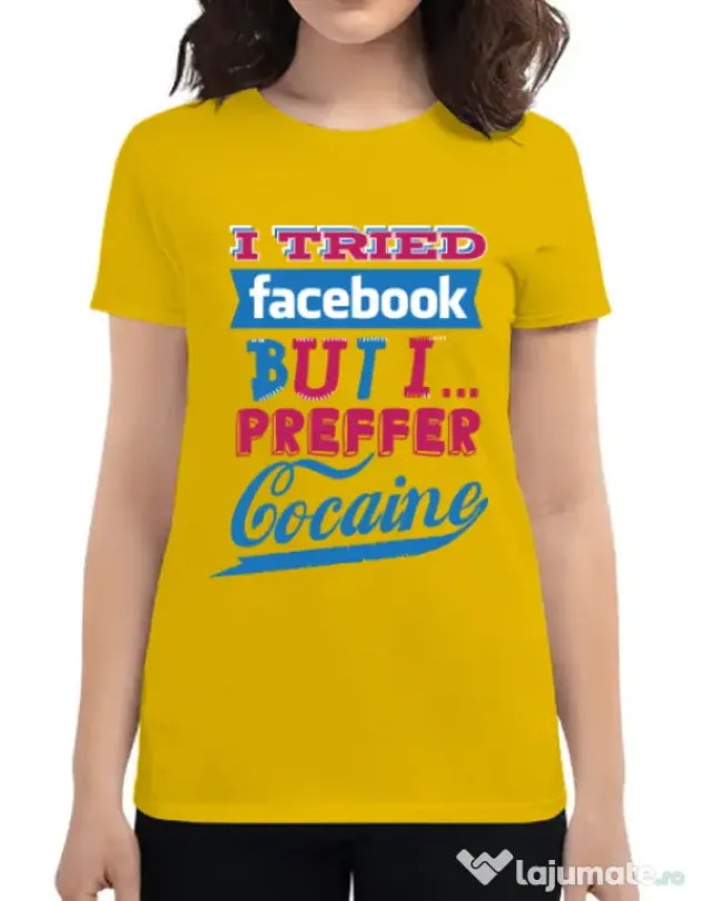 Tricou ADLER dama I tried Bacebook Galben