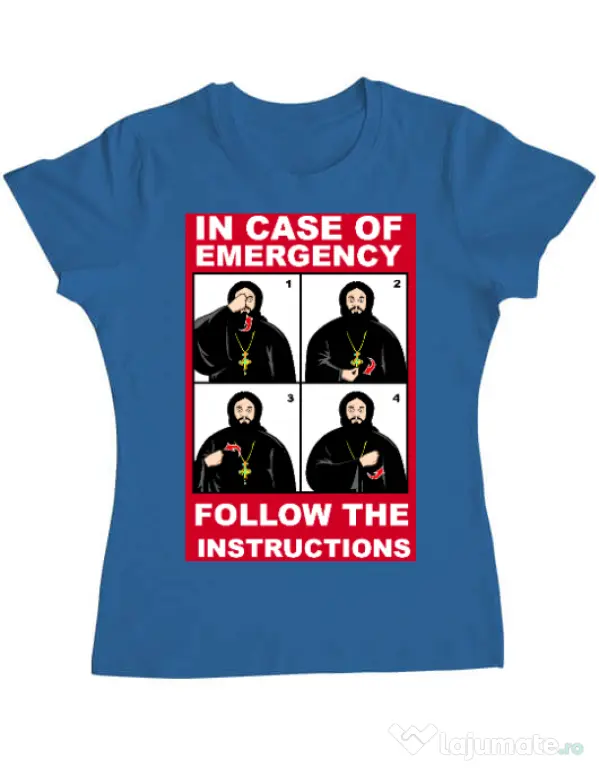 Tricou ADLER dama In case of emergency Albastru azuriu